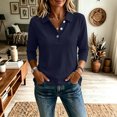 thumbnail image 6 of Dweltoz Womens Button Down Polo Shirts Casual Long Sleeve Collared Golf Top Trendy Office Solid Tennis Shirts Lightweight Breathable Athletic Tops,Dark Blue 3XL, 6 of 6