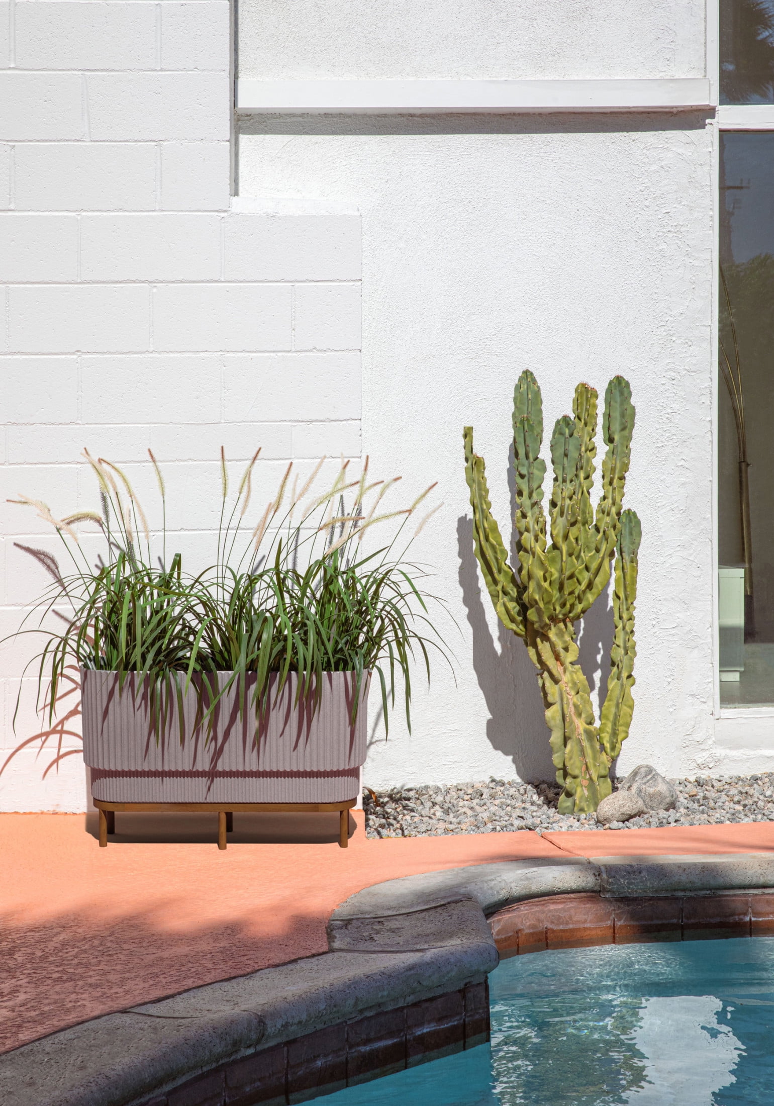 Veradek Demi Series Raised 30" Long Plastic-Stone Planter - (Gray/Brown, 1 Pack)