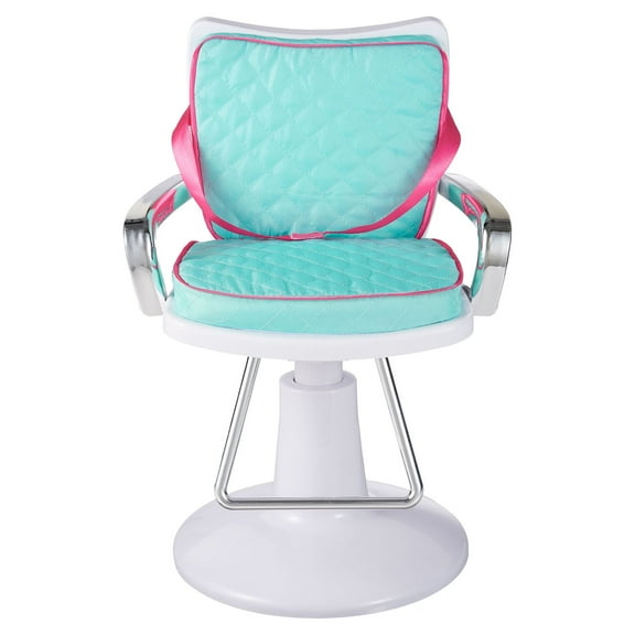 My Life As Salon Chair for 18” Dolls, 1 Piece, Blue, Pink, White, and Chrome