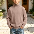 thumbnail image 2 of Husipze Kids Turtleneck Knit Sweater Ligthweight Long Sleeve Solid Cozy Knit Classic Casual Warm Pullover Khaki 1-2 Years, 2 of 8