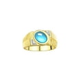 thumbnail image 1 of RYLOS Men's Rings 14K Yellow Gold Cabochone Gemstone & Diamond Designer Blue Topaz Rings For Men Size 10, 1 of 7