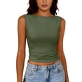 thumbnail image 6 of Lumtrix Tank Tops For Women Ribbed Boat Neck Slim Fitted Ruched Basic Sleeveless Shirts 2026 Summer Clothes Army Green XL, 6 of 6