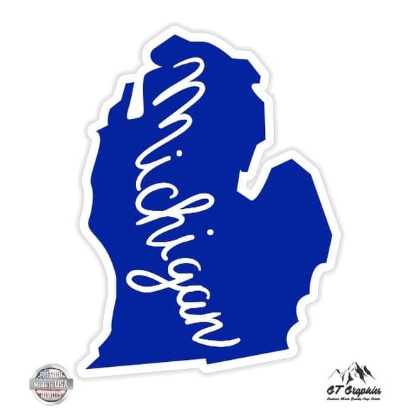 Michigan Blue State Shape - 3" Vinyl Sticker - For Car Laptop I-Pad Phone Helmet Hard Hat - Waterproof Decal