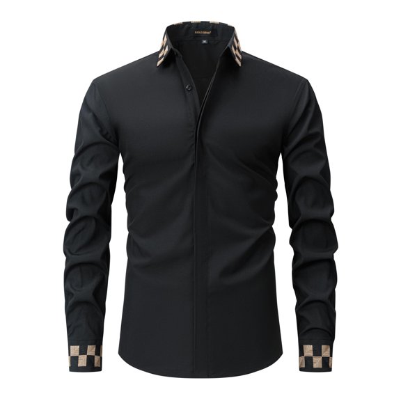 Dress Shirts for Men Long Sleeve Button-Down Collared Tshirts Shirt Business Casual Color Block Slim Breathable Lapel Office Work Tees Tops