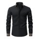 thumbnail image 1 of Blusa y camisa de manga larga con cuello vuelto para hombre, informal, de negocios, lisa, con botones, de manga corta, con cuello vuelto, blusa de poliéster para hombre, 1 of 8