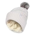 thumbnail image 1 of Heat Holders - Ladies Ribbed Cuffed Pom Pom Bobble Beanie Hat with Fleece Lining, 1 of 2