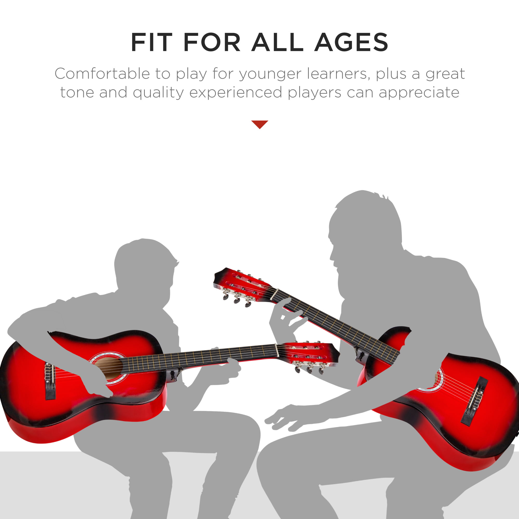  Ashthorpe 38-inch Beginner Acoustic Guitar Package (Red), Basic  Starter Kit w/Gig Bag, Strings, Strap, Tuner, Pitch Pipe, Picks : Musical  Instruments