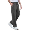 thumbnail image 5 of Pinspark Men's Baggy Cargo Sweatpants Open Bottom Straight Leg Loose Fit Drawstring Waist Deep Pockets, 5 of 6