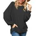 thumbnail image 3 of JuneFish Women Crewneck Sweatshirts Long Sleeve Tops Casual Loose Slit Pullover Fall Tops, 3 of 5
