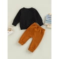 thumbnail image 3 of Infant Toddler Baby Boy Fall Winter Outfits Letter Pullover Sweatshirt Long Sleeve T-Shirt Top Pants Clothes Set, 3 of 7