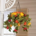 thumbnail image 2 of ANHXN Fully Assembled  Mum Hanging Basket, Multi,  Polyester/Plastic Flowers in Metal/Coco Fiber Liner Basket for Indoor/Outdoor Use, 2 of 2