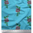 thumbnail image 1 of Soimoi Poly Georgette Fabric Leaves & Floral Block Print Sewing Fabric Yard 42 Inch Wide, 1 of 3