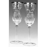 Mis Quince Años Toasting Champagne Glass Silver Cups Quinceanera Copas 8.25"