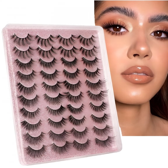 RAGUPEL 20 Pairs Reusable Self Adhesive Eyelashes Natural Thick False Lashes Extension