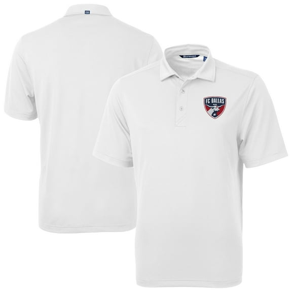 Men's-Cutter & Buck White FC Dallas Virtue Eco Pique Recycled Polo