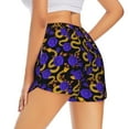 thumbnail image 3 of Disketp Golden Snake And Purple Rose Print Women's Shorts Workout Shorts for Athletic Gym Running Shorts with Phone Pockets, 3 of 8