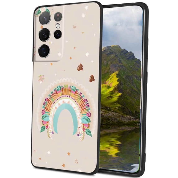 Boho-rainbow-1 Phone Case, Degined for Samsung Galaxy S23 Ultra Case Men Women, Flexible Silicone Shockproof Case for Samsung Galaxy S23 Ultra