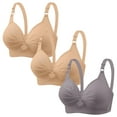 thumbnail image 2 of GERsome Pack of 3 Assorted Color Comfortable Full Coverage Bra for Women Wireless Bras with Soft Support Plus Size Everyday Bras 3PC#2Beige/Gray L, 2 of 8