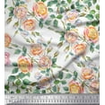 thumbnail image 1 of Soimoi Cotton Duck Fabric Leaves & Rose Flower Printed Fabric 1 Yard 56 Inch Wide, 1 of 1