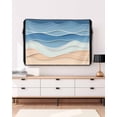 thumbnail image 3 of Outdoor TV Cover 30 to 32 Inch Weatherproof, Abstract Coastal Waterproof TV Screen Protector for Outside Decor with Zipper and Pocket 30"L x 19"H&nbsp; , Wave Pattern Beach Steel Blue Sandy Brown, 3 of 7