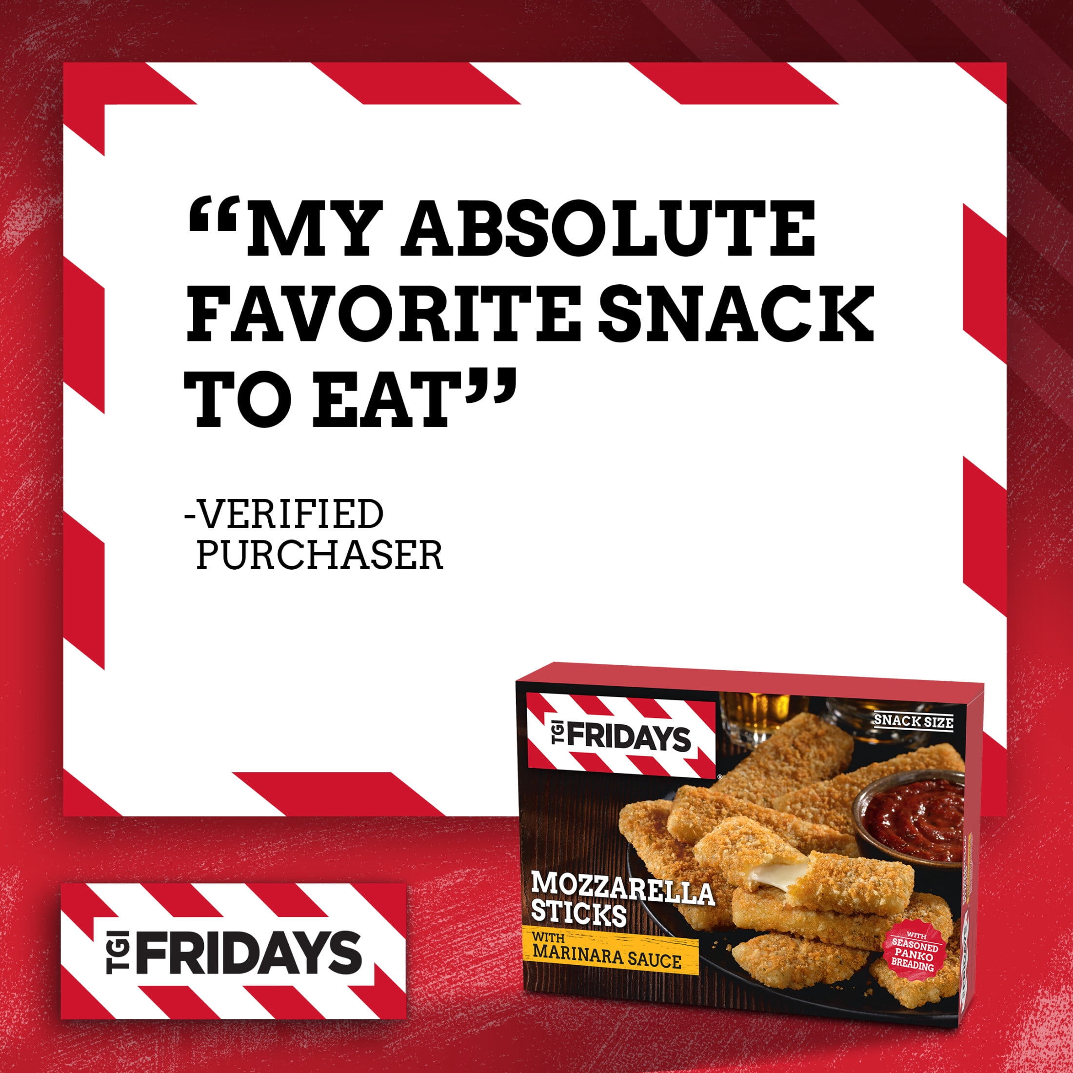 TGI Fridays Mozzarella Sticks Frozen Snacks with Marinara Sauce, 11 oz Box