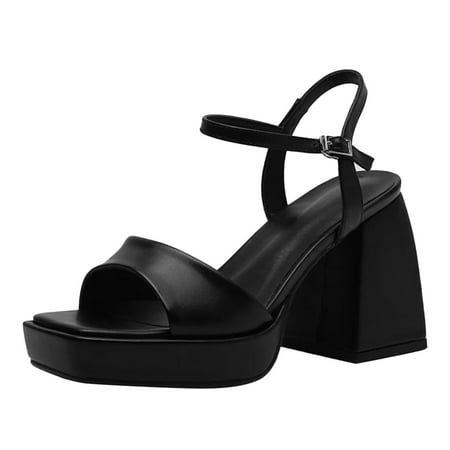 

YUHAOTIN Sandals Women Comfortable Cute New Summer Thick Heel Foreign Trade Sandals Waterproof Platform Square Toe High Heels Resort Sandals for Women 2024 Womens Summer Sandals Wide Width