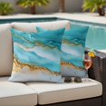 thumbnail image 5 of Outdoor Pillow Covers Abstract Ocean Waves Sand Beach Waterproof Pillow Cases 16x16 Set of 2, Smmer Seaside Throw Pillow Cover Pillowcase for Patio Balcony Couch Garden, 5 of 9