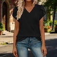 thumbnail image 2 of snilers Womens Tops V Neck Eyelet Petal Short Sleeve T Shirts Summer Tunic Tops Business Casual Blouses for Women S-2XL, 2 of 9