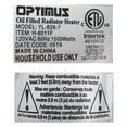 thumbnail image 3 of Optimus H-6011 3-Setting 1,500-Max 7-Fin Portable Oil-Filled Radiator Heater with Thermostat and Wheels, 3 of 10
