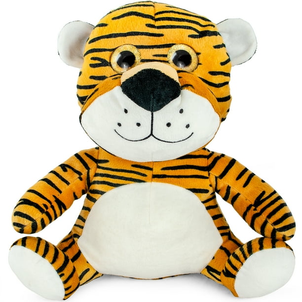 Super Soft Plush Big Glitter Eye Tiger Stuffed Animal Toy, 14 inch