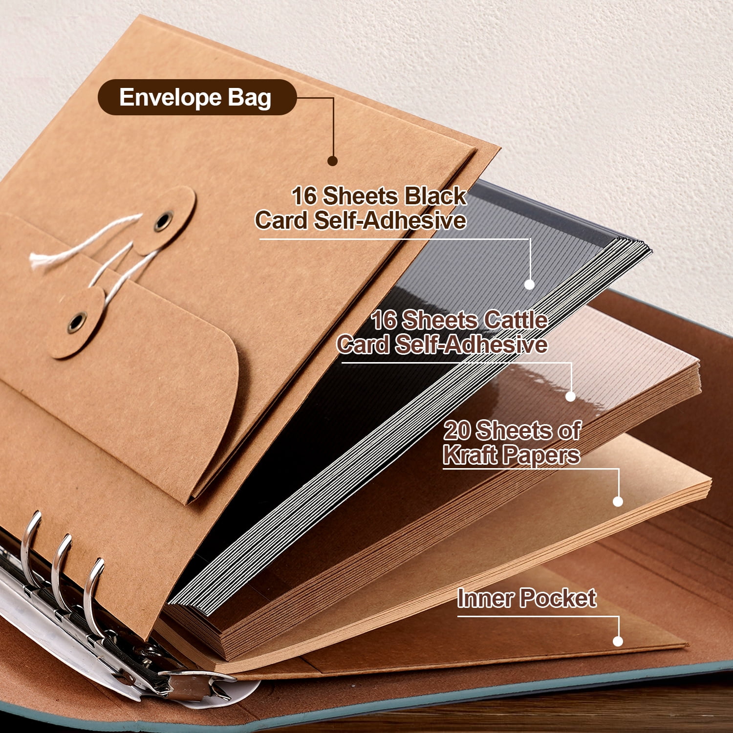 TJT 104 Pages Scrapbook Album, Self Adhesive Photo Album DIY Photo Book, Leather Memory Book for Wedding Baby Family Travel Birthday Christmas Blue