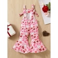 thumbnail image 3 of Arvbitana Toddler Baby Girls Valentine's Day Overalls Sleeveless Heart Printed Suspender Flared Trousers Casual Loose Cute Jumpsuit 6M-4T, 3 of 9