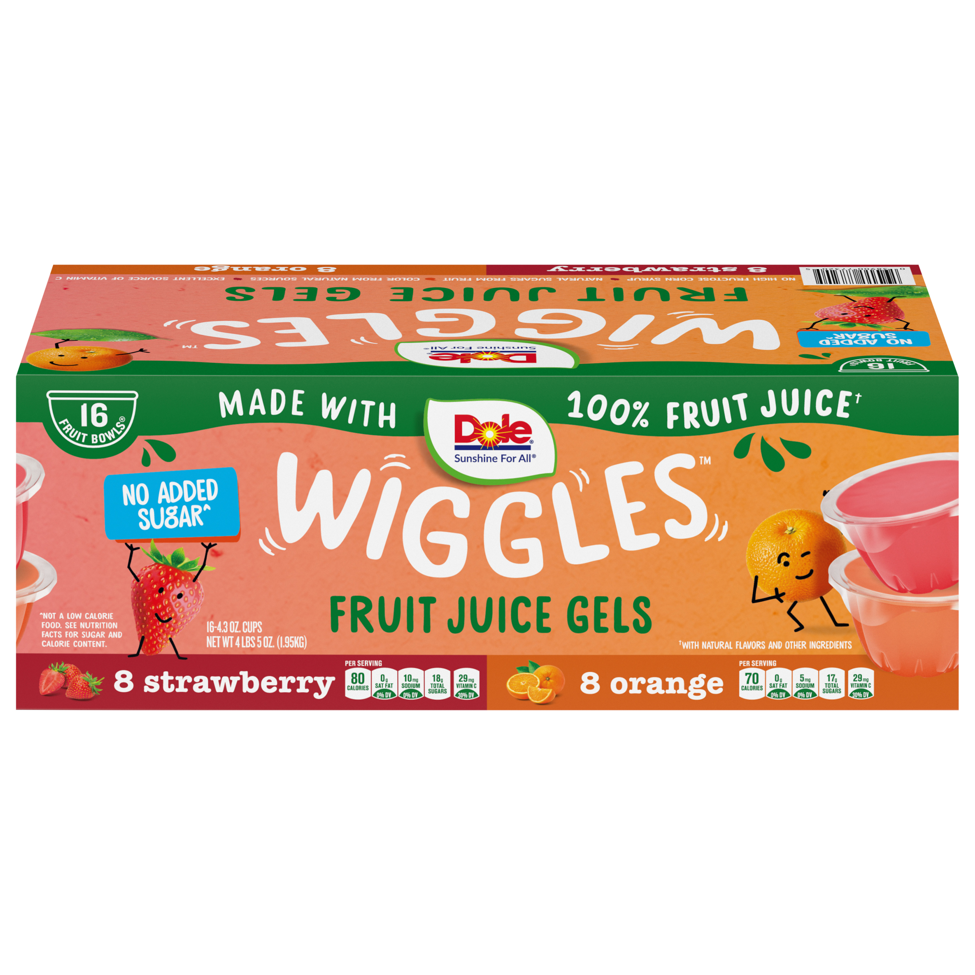 Dole Wiggles Orange and Strawberry Fruit Juice Gels Variety Pack, 16