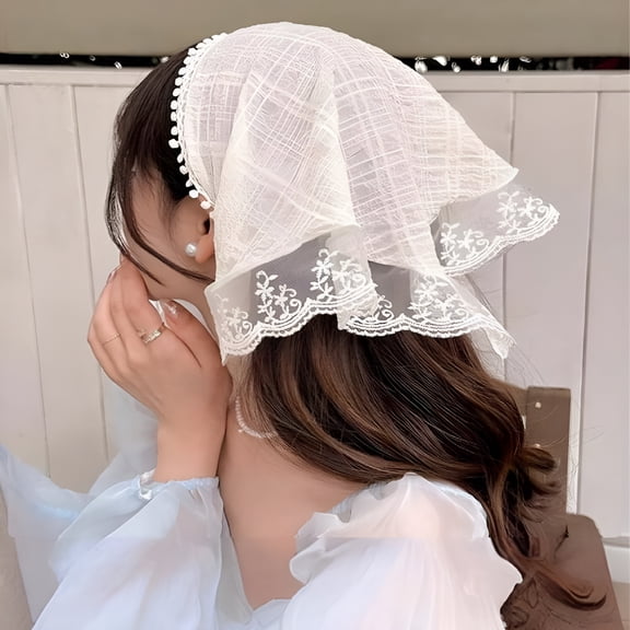 TELOLY 2026 New White Bandanas Head Scarf Headband for Women’S Hair - Lace Hair Scarf Bandana Headband - Cute Stylish Head Kerchief Summer Accessories for Daily,Beach,Festival - Lace Headband