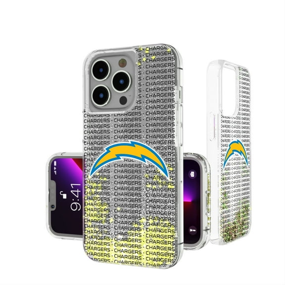 Los Angeles Chargers iPhone Text Backdrop Design Glitter Case
