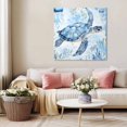 thumbnail image 5 of Blue Turtle Coastal Wall Art Painting on Canvas, Coral Beach Nautical Ocean Canvas Art Home Prints Wall Art Framed Modern Artwork for Living Room Bedroom Wall Decor 16x16in, 5 of 9