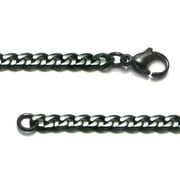 Titanium Kay Black Titanium 4MM Curb Chain Link High Polish Finish Men's Necklace 32