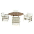 thumbnail image 2 of 5-Piece Outdoor Dining Sets, Extendable Wooden Dining Table and 4 Rattan Arm Chairs, Wicker Patio Conversation Furniture Set for Backyard,Balcony, Garden, Poolside, Natural, 2 of 9