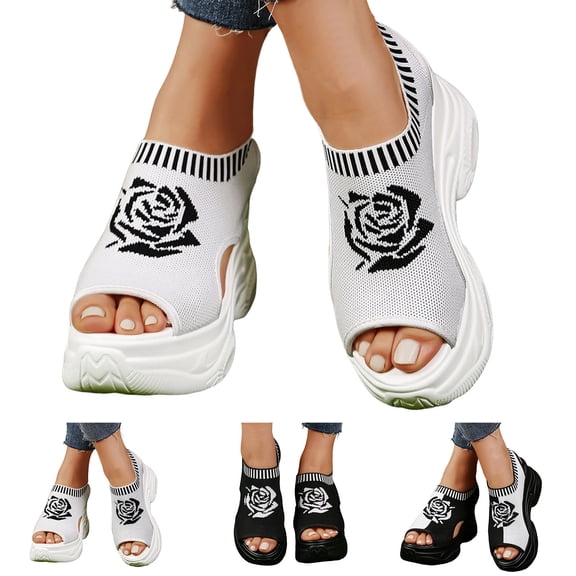Dakaela Women's Orthopedic Platform Sandals Open Toe Summer Athletic Sport Walking Sandal Arch Support Slingback Chunky Wedge Walking Shoes Size 6-9