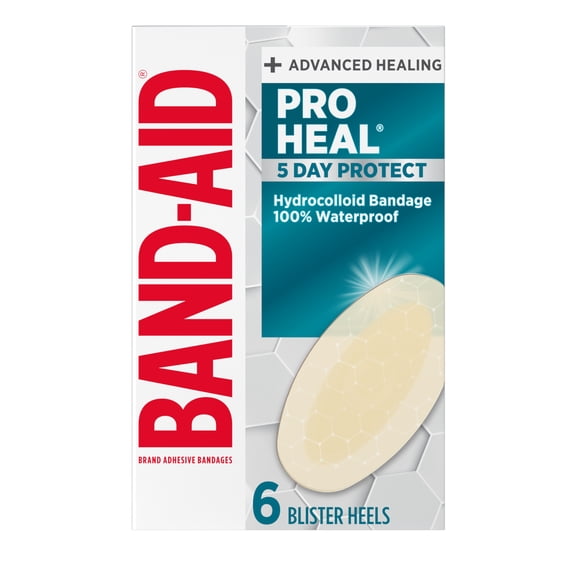 BAND-AID Brand Pro Heal Hydrocolloid Blister Bandage, Waterproof, 6 Count