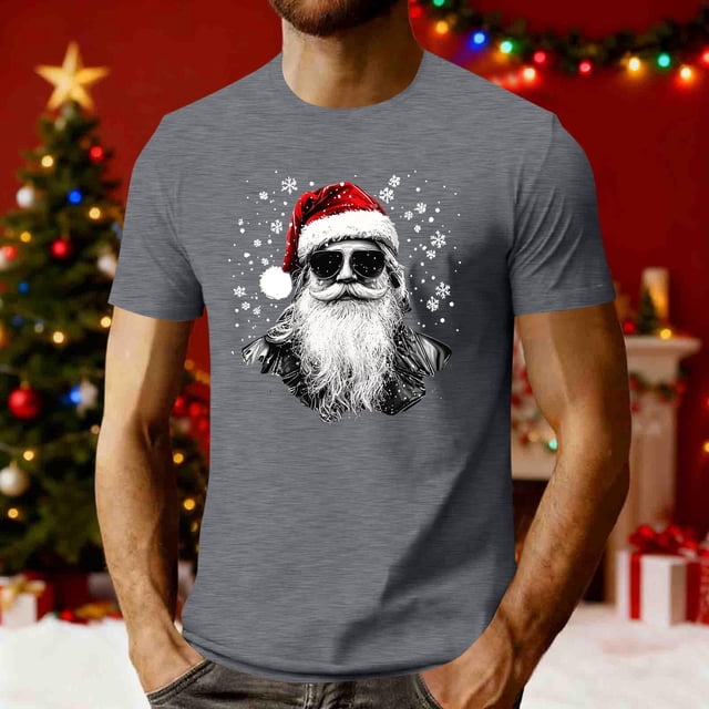 Tops para hombre, blusas y camisas de cuello redondo y manga corta para hombre, camisetas deportivas informales con estampado navideño a la moda para hombre, blusas de cuello redondo y manga corta, bl