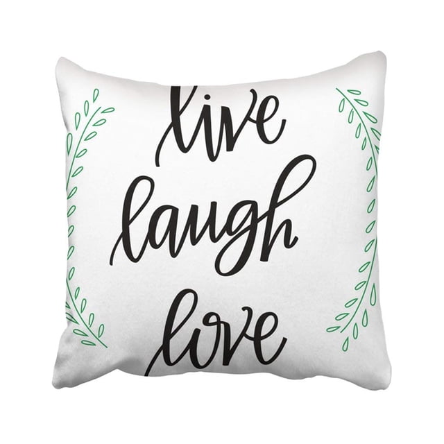 RYLABLUE Life Live Laugh Love Hand Lettered Words Lettering Calligraphy Enjoy Giggle Greenery Happy Pillowcase 16x16 inch