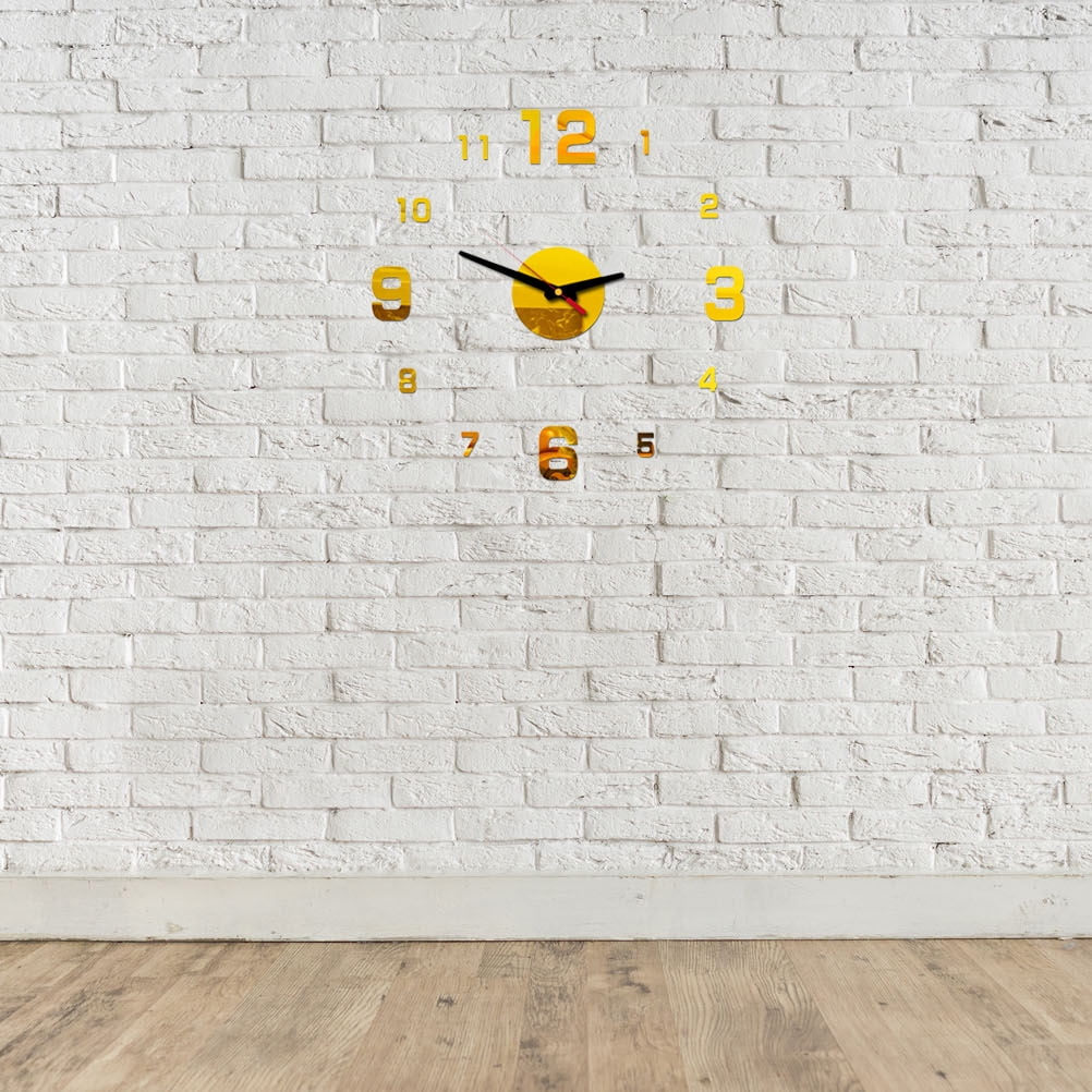 EXHUMKY Large Modern Golden Acrylic Frameless Wall Clock, Stylish Decorative Timepiece for Home and Office Wall Decor