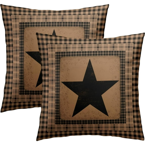 Western Throw Pillow Cover 20x20 Inch Texas Star Pillow Covers ​Set of 2 Primitive Vintage Decorative Pillowcase for Home Bedroom Sofa