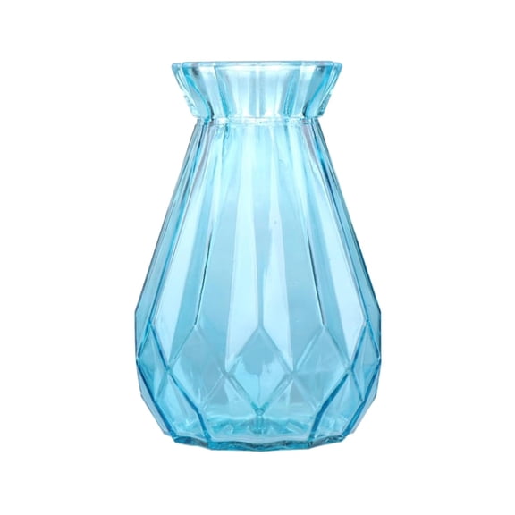 SUSHANG Blue Glass Vase for Flower, Glass Bud Vases, 6.3 Inch Boho Vintage Vase Flower Decorative Glass Vase for Centerpieces Holiday Wedding Home Table Decorations