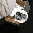 thumbnail image 4 of POVISON 39.37" Modern Drum Coffee Table with Oak Veneer, Sintered Stone Coffee Table with 2 Solid Wood Drawers, Fully Assembled, White, 4 of 7