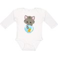 thumbnail image 3 of Inktastic Kitty And The Fish Bowl, Cute Little Cat, Fish Girls Long Sleeve Baby Bodysuit, 3 of 5