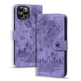 thumbnail image 6 of for Apple iPhone 15 Pro Max Case, Flower Embossed PU Leather Shockproof Magnetic Flip Cover Card Holders Wallet Purse Phone Case for iPhone 15 Pro Max 6.7 inch, Purple, 6 of 9