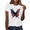 thumbnail image 4 of Womens 4Th Of July Summer Tops for Womens，Summer American Flag Printed T-Shirt Round Neck Tee Short Sleeve Top Retro Dressy Tee Shirts Vacation Beach Party Tunics Blouses 2025 Summer, 4 of 7