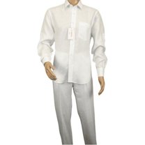 Men INSERCH premium Soft Linen Breathable 2pc Walking Leisure suit LS29116 white